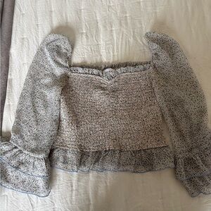 Storia Floral Smocked Puff Sleeve Blouse